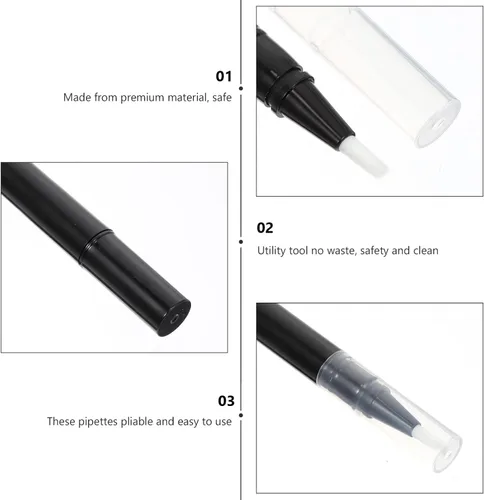Miniatura 5 de FOMIYES Pluma vacía de aceite de uñas para cutículas: 10 unids Clear Twist Pens Cosmetic Lip Gloss Container con punta de pincel para suministros