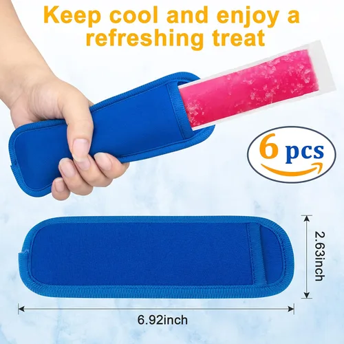 Miniatura 3 de Paquete de 6 bolsas reutilizables para paletas congeladas, fundas para palitos de hielo para niños, moldes de paletas para tubos de yogur