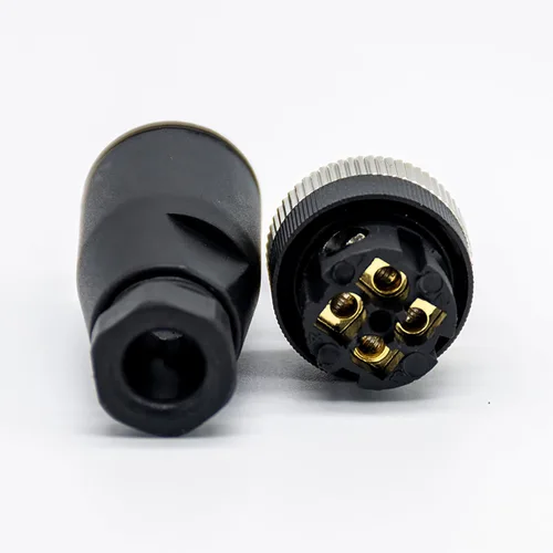 Miniatura 4 de Elecbee Conector de cable M12 Circular Impermeable Enchufe de Aviación Terminación de Tornillo Instalable en Campo Desapantallamiento Recto