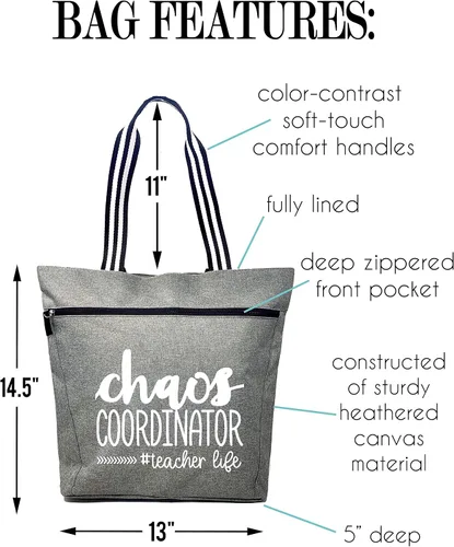 Miniatura 63 de Brooke & Jess Designs Teacher Tote Bag for Work - Teacher Handbag Gifts for Women, Teacher Bag Best Teacher Appreciation Gift