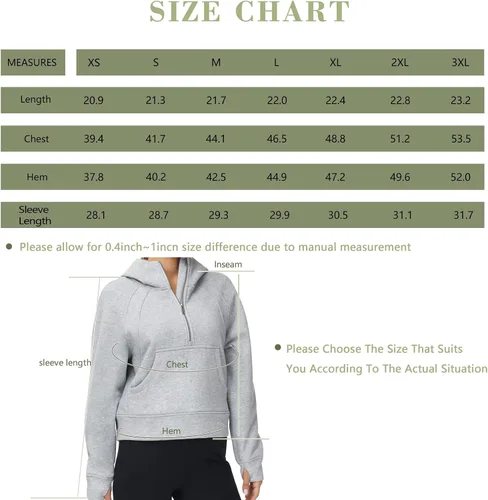Miniatura 7 de Tmustobe Sudaderas con capucha de media cremallera para mujer, de manga larga, con forro polar, sin botones, con bolsillo