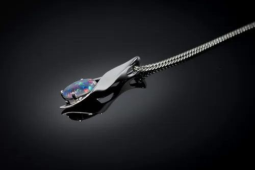 Miniatura 4 de Collar de ópalo auténtico, ópalo de fuego, triplete australiano o ópalo macizo de 0.433 x 0.315in, joyería chapada en oro para mujer, Plata