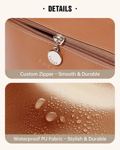Miniatura 5 de EACHY Bolsa de Maquillaje de Viaje, Bolsas de Cosméticos de Gran Capacidad para Mujeres, Bolsa Portátil Impermeable que se Abre Plana, Bolsa de Aseo