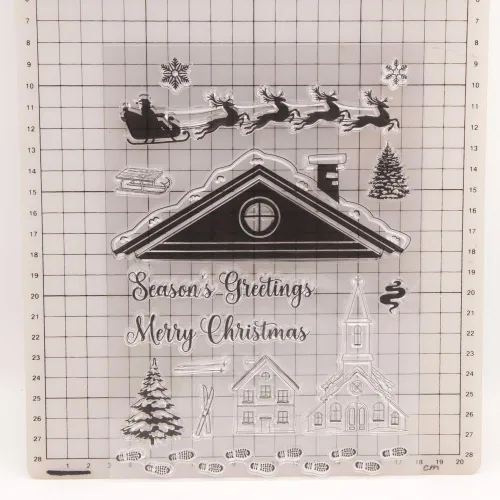 Miniatura 3 de Huellas de pino de Papá Noel, techo de copo de nieve, sellos transparentes para el hogar, sello de silicona transparente, tarjetas de álbum