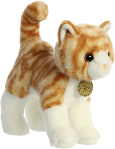 Aurora® Realista Miyoni® Gato atigrado naranja de peluche - Detalles realistas hacen un compañero querido - Perfecto para decorar dormitorios o
