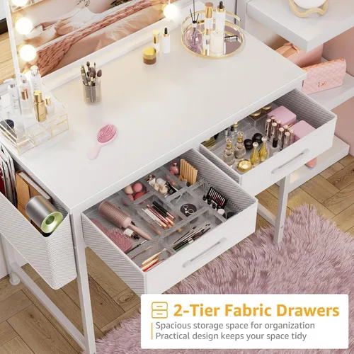 Miniatura 5 de DLisiting Escritorio de maquillaje sin espejo, pequeño tocador de 40 pulgadas para dormitorio de niñas, sala de estar, oficina en casa, pequeños