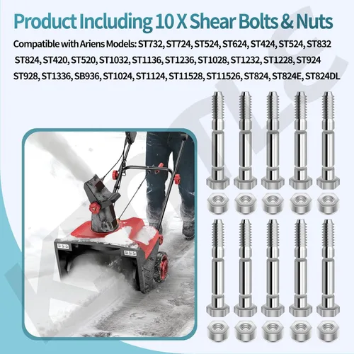Miniatura 6 de 51001500 - Tornillos y tuercas de cizalla para soplador de nieve de 5/16 pulgadas, compatibles con soplador de nieve Ariens 510015 51001500 AM122156