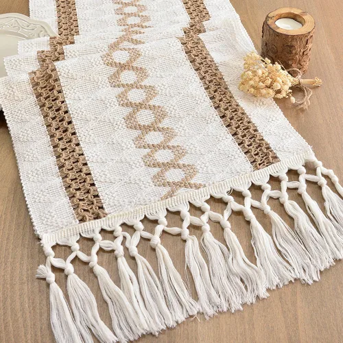 Miniatura 15 de FEXIA Camino de Mesa Negro con Borlas de 72 Pulgadas Macramé Boho Estilo Granja Camino de Mesa para Decoración de Dormitorio y Comedor