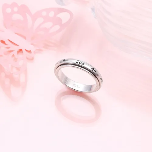 Miniatura 4 de Anillo giratorio de plata de ley S925 para aliviar la ansiedad y la preocupación, anillo inspirador para aliviar el aburrimiento y el autismo