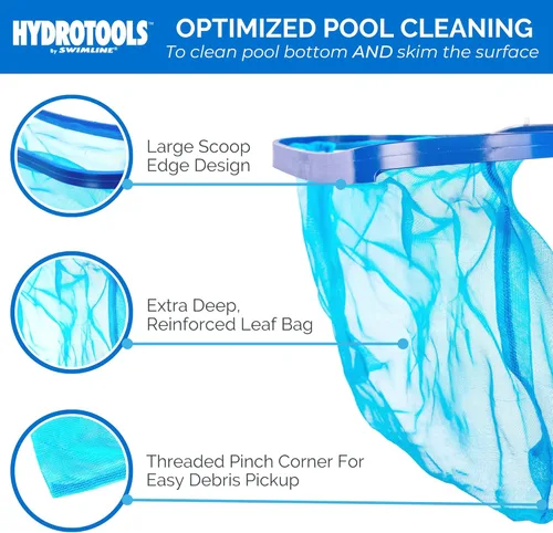 Miniatura 2 de HYDROTOOLS by SWIMLINE 8015 - Red de hojas para estanque de piscina sobre el suelo Herramienta de limpieza extra grande de red de desnatador Bolsa