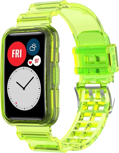 Miniatura 7 de Compatible con Huawei Watch Fit Band con funda, correa protectora de gelatina transparente para reloj Huawei, compatible con reloj inteligente Rosa