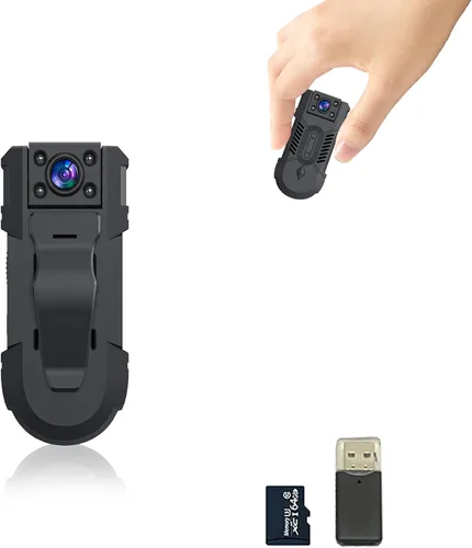 Mini cámara corporal de 64 GB Spy Nanny Cam HD 1080P Video Body Cámara con visión nocturna 6H Auto sobrescritura 1200 mAh (sin Wi-Fi)