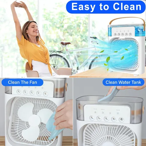 Miniatura 3 de Aire acondicionado portátil – Pequeño enfriador de aire personal silencioso portátil de CA, mini ventilador de escritorio alimentado por USB