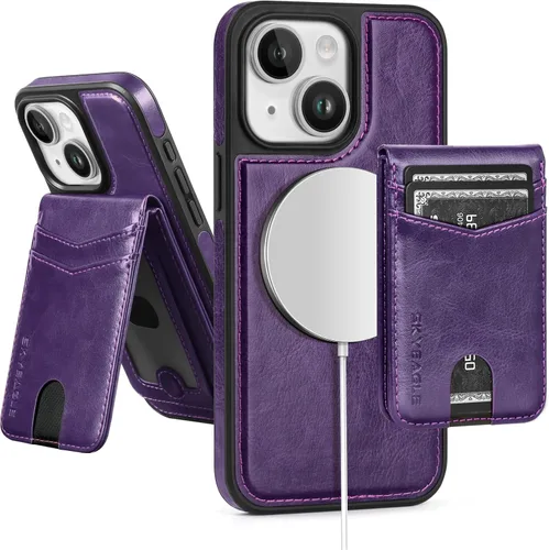 Miniatura 22 de SkyEagle Magsafe - Funda magnética 2 en 1 desmontable para iPhone 11 Pro Max con tarjetero, para mujeres y hombres, piel sintética con bloqueo RFID