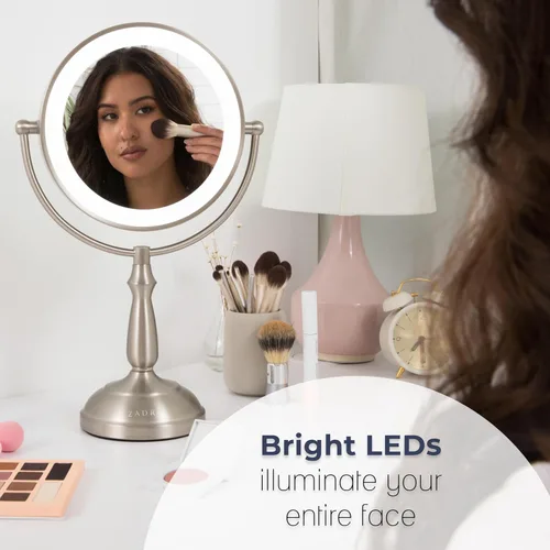 Miniatura 7 de Zadro Espejo de maquillaje con luces y aumento, regulable, táctil, con iluminación LED, espejo de maquillaje con aumento 5X/1X, 17.5 pulgadas