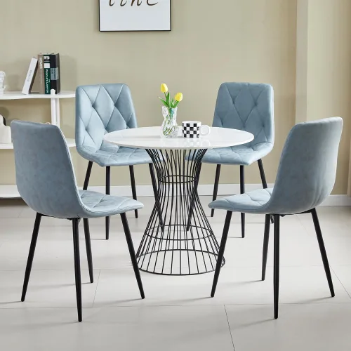 Miniatura 8 de Btrpily Juego de 4 sillas de comedor, silla de comedor con marco de metal para cocina, silla de asiento de tela tecnológica para sala de estar, Negro