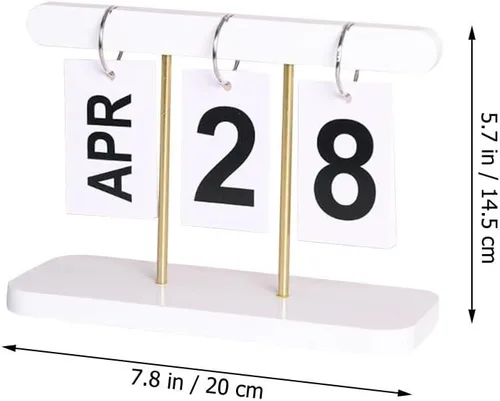 Miniatura 2 de BESTOYARD Calendario de escritorio perpetuo con bloques abatibles de madera de 6 x 4 x 2 pulgadas, pantalla de fecha reutilizable y organización que