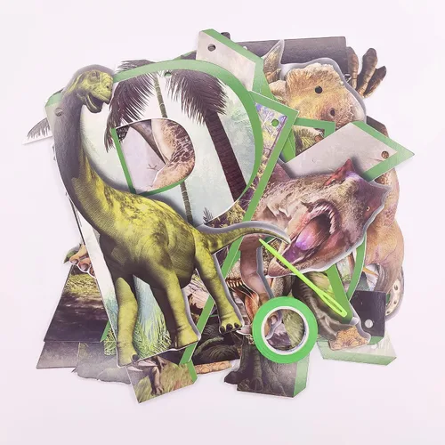Miniatura 6 de Cartel de feliz cumpleaños de dinosaurio para niños, decoración de fiesta de cumpleaños con temática de dinosaurios, guirnalda de dinasores