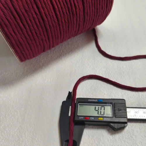 Miniatura 4 de Cordón de macramé de algodón trenzado de 4 mm, 157 metros, rojo vino, hilo para manualidades de macramé, cuerda de macramé gruesa, forma de funda