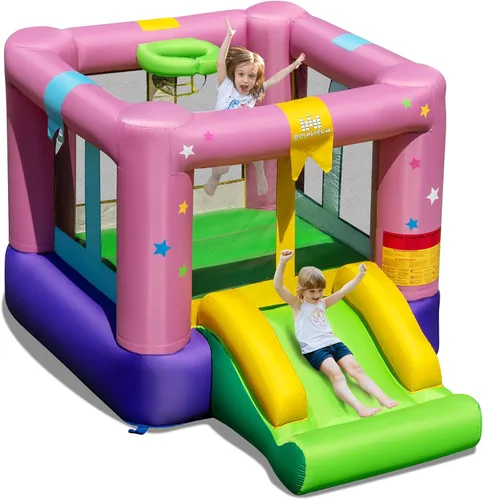 Miniatura 10 de Casa de rebote inflable BOUNTECH, castillo hinchable para niños para interiores y exteriores con área de salto resistente, tobogán, soplador