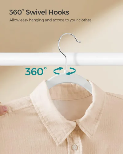 Miniatura 4 de SONGMICS - Perchas para ropa, paquete de 50 perchas de plástico para abrigos, ahorro de espacio, blanco en nube UCRP050W05 Blanco Nube