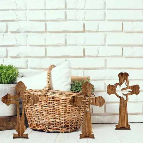 Miniatura 5 de Kathfly 24 cruces de madera de Pascua para manualidades, decoración de bautismo, católica, rústica, sin terminar, para centros de mesa, decoración