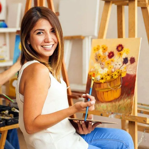 Miniatura 7 de BOSOBO Juego de 6 pinceles de pintura, 60 pinceles de punta redonda puntiaguda, pinceles de nailon para artistas del cabello acrílicos para aceite