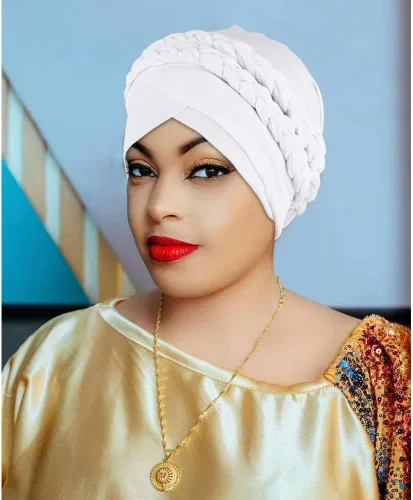Miniatura 9 de Gorras de turbante africanas para mujer, gorro con torsión, preatado, doble trenza