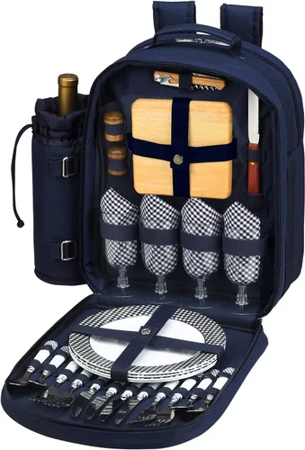 Miniatura 4 de Picnic at Ascot - Mochila de picnic para 4 personas con refrigerador y soporte aislado para vino - Tweed oliva oliva (Olive Tweed)