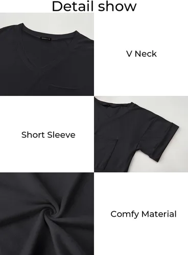 Miniatura 6 de Miholl Camiseta holgada, informal, de manga corta, con cuello en V, para mujer