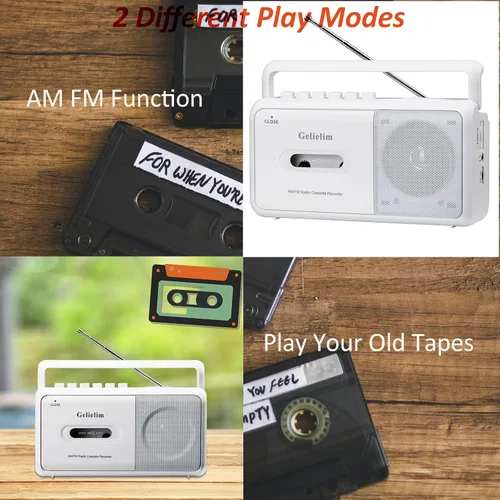 Miniatura 7 de AM FM Radio retro de onda corta Altavoz Bluetooth con sonido cristalino + reproductor de cassette portátil grabadora de cinta con radio AM FM