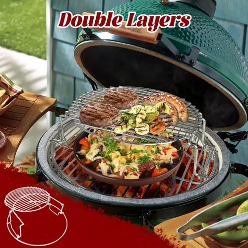 Miniatura 3 de Estante Expansor de 5 Piezas para Big Green Egg Medium Kit de Repuesto Parrillas para Eggspander Conveggtor Basket Acero Inoxidable 304 con Sistema