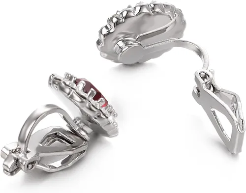 Miniatura 42 de Yoursfs Austria - Aretes de clip de cristal para mujer, chapados en oro de 18 quilates, joyería de moda con halo de circonita cúbica, aretes sin