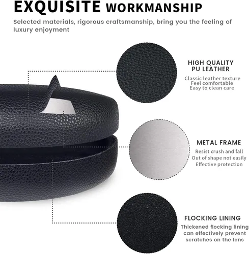 Miniatura 4 de molshine Funda rígida para gafas de sol, funda clásica grande para lentes de sol, lentes con paño de limpieza, bolsa