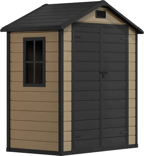 Miniatura 19 de DWVO Cobertizo de almacenamiento alto para exteriores de 50 pies cúbicos con 2 estantes, cobertizo vertical de herramientas de 4.3 x 2 x 5.5 pies