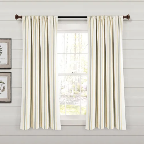 Miniatura 24 de Lush Decor Farmhouse Stripe - Par de paneles de cortinas de ventana de algodón reciclado ecológico teñido en hilo a rayas, 42" A x 63" L, Negro