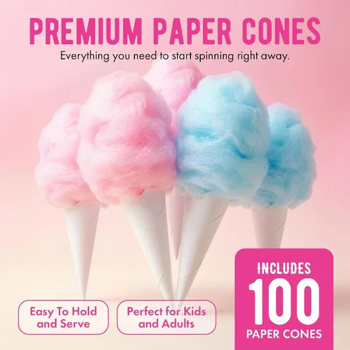 Miniatura 4 de The Candery Azúcar de hilo de algodón para caramelos (paquete de 3) incluye 100 conos premium (3 unidades de 46 onzas con 100 conos)