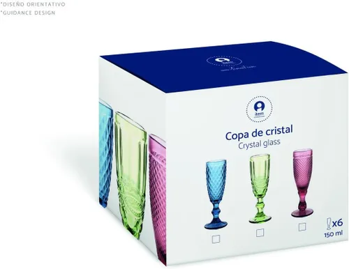 Miniatura 4 de Juego de 6 vasos de cristal 8.3 x 8.3 x 9.3 10.8 fl oz Burbujas Azul