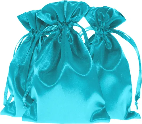 Miniatura 6 de Bolsas con cordón de satén azul bebé para regalo y recuerdo de boda, 5 x 8 pulgadas, 50 por paquete