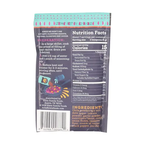 Miniatura 3 de Condimento Siete Suave para taco Paleo, sin conservadores, aprobado para dieta Whole 30 (paquete de 1).