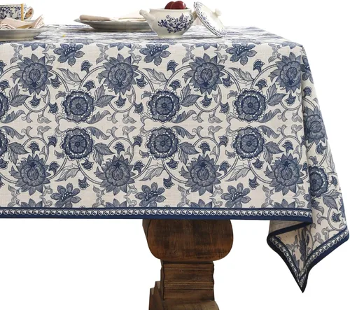 Miniatura 33 de patdrea - Mantel de lino floral, grueso, decorativo y francés para mesas rectangulares o cuadradas, para cocina y comedor, 55 x 79 pulgadas