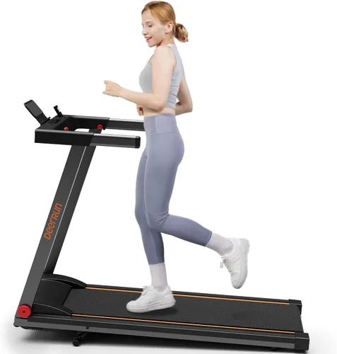 DeerRun Cintas de correr para el hogar con inclinación y asas, cinta de correr plegable de 3.0 HP para espacios pequeños, máquina de correr plegable
