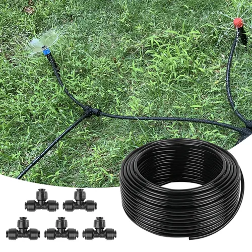 Miniatura 8 de Tubo de riego por goteo de 1/2 pulgada de 50 pies con 4 accesorios de riego por goteo de 1/2 a 1/4 pulgadas, manguera de línea de goteo y conectores
