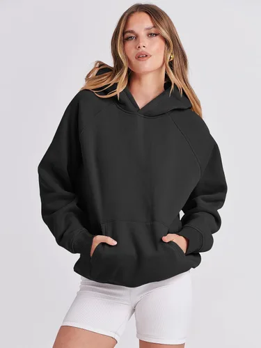Miniatura 2 de Caracilia Sudaderas con capucha de gran tamaño para mujer, de forro polar, manga larga, con bolsillos, ropa de moda para otoño 2024