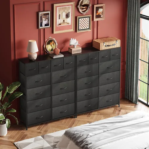 Miniatura 4 de WLIVE Cómoda alta para dormitorio con 12 cajones, aparadores y cómodas, cómoda de tela para armario, sala de estar, aparadores de almacenamiento
