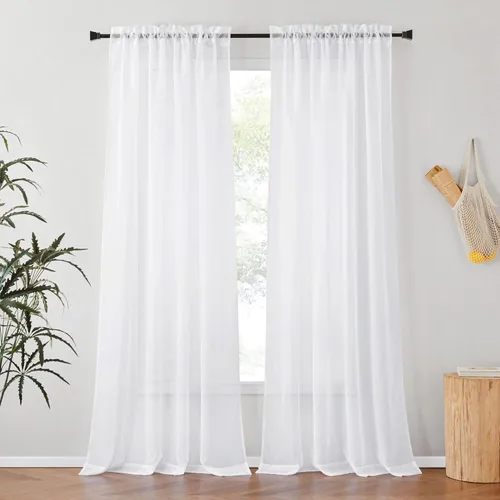 Miniatura 23 de NICETOWN Cortinas traslúcidas blancas de 63 pulgadas de largo para dormitorio, cortinas de gasa translúcida con bolsillo para barra, paneles