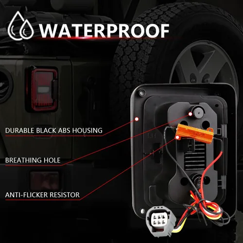 Miniatura 6 de Luces traseras LED compatibles con 2007-2017 Jeep Wrangler JK, luz de freno de marcha atrás, luces traseras de respaldo, lámparas de marcha diurna