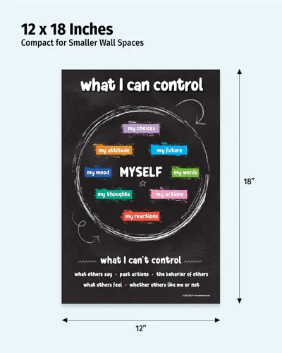 Miniatura 2 de ZOCO Póster de cosas que puedo controlar - Herramienta de mentalidad de salud mental y crecimiento para adolescentes - Arte de pared SEL para aulas