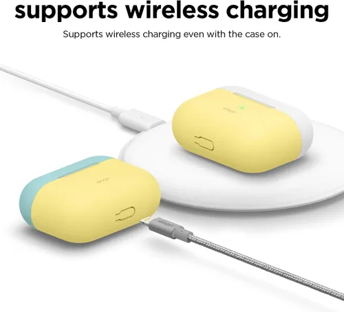 Miniatura 5 de elago Duo - Funda compatible con AirPods Pro, 2 tapas + 1 cuerpo, soporta carga inalámbrica, [azul coral, azul brillante + amarillo]