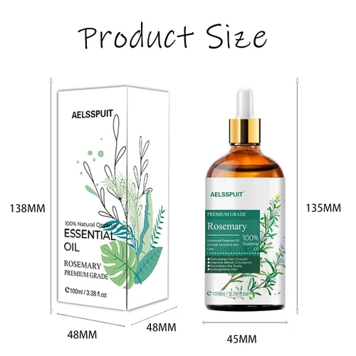 Miniatura 8 de Aceite esencial de romero para el crecimiento del cabello y el cuidado del cuero cabelludo, 3.38 onzas líquidas (3.4 fl oz), aceite orgánico 100%